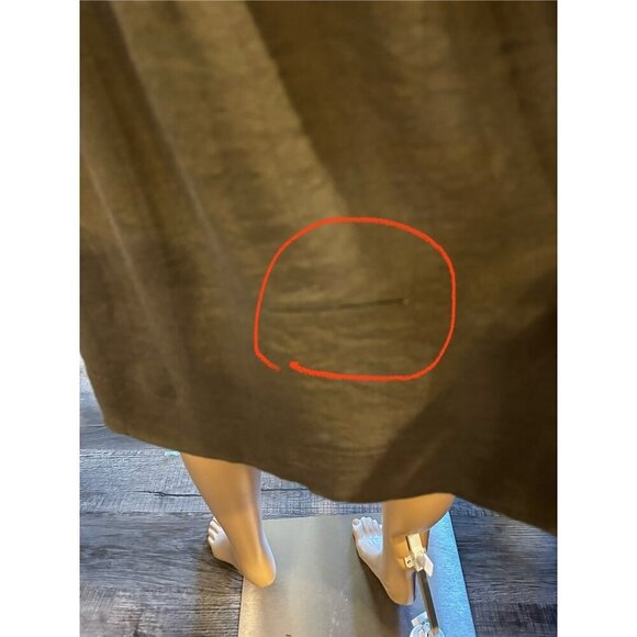 Olive Green Women's Y2K Trendy Mini Long Sleeve V-Neck Dress W/Front Pockets - Picture 10 of 13